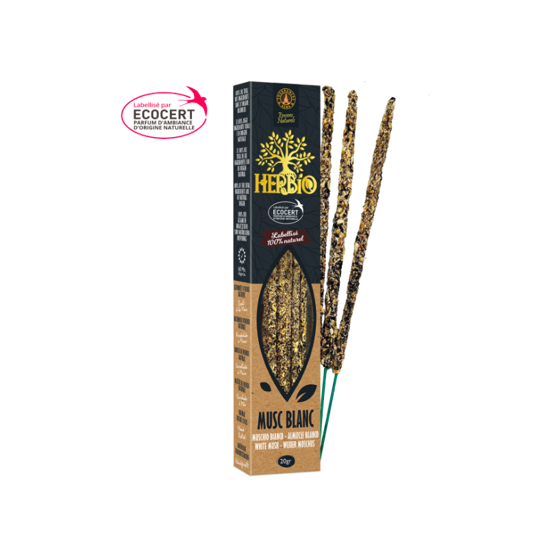 Encens Smudge Herbio – Musc Blanc  20g – Certifié Ecocert