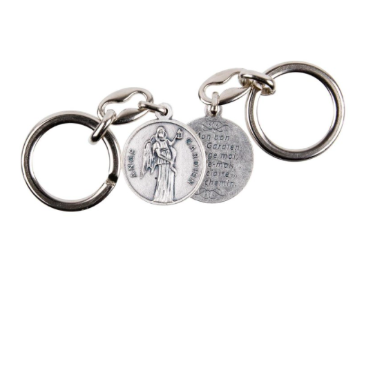 Porte-clés double face – Ange Gardien double face revers avec priere