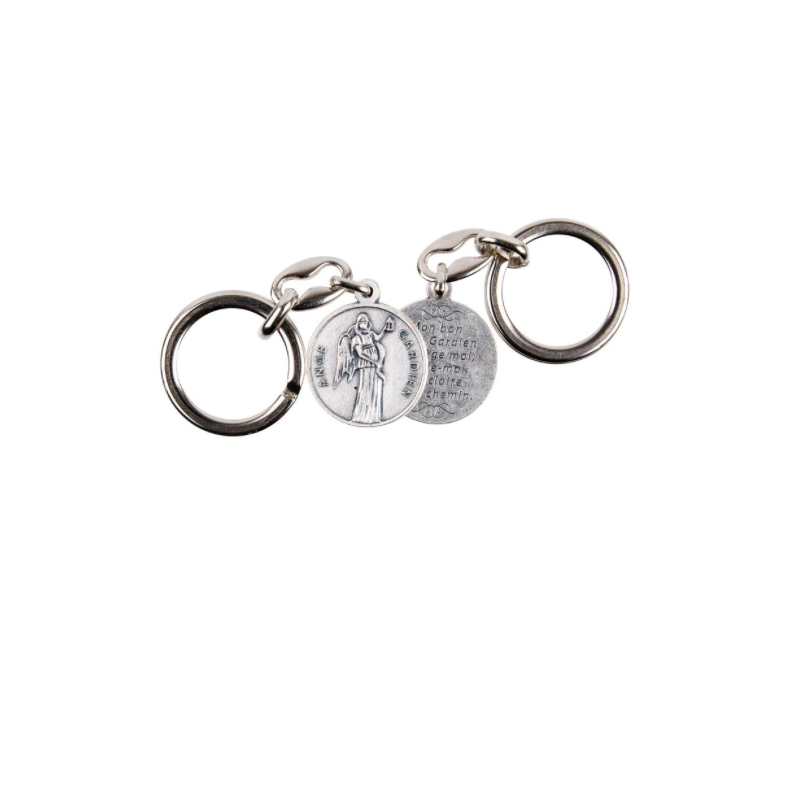 Porte-clés double face – Ange Gardien double face revers avec priere