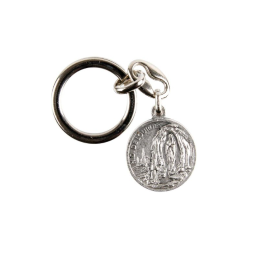 Porte-clés double face – ND Lourdes double face revers avec priere