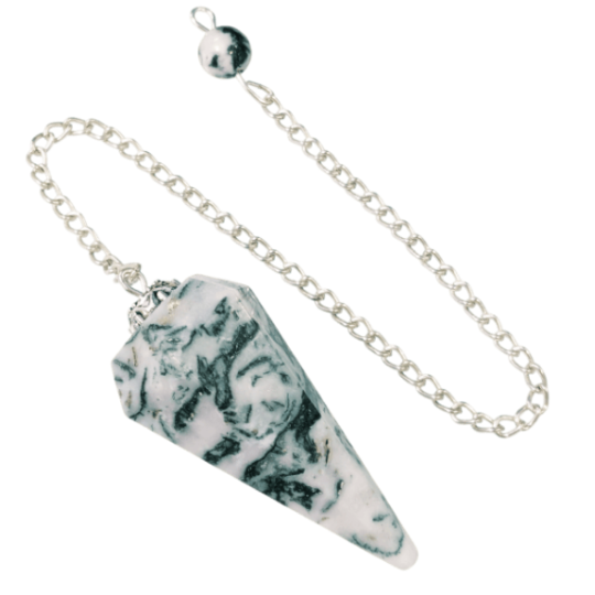 Pendule Agate Arbre – Conique à 6 Faces