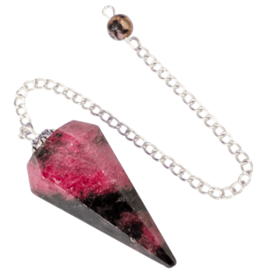 Pendule Rhodonite – Conique à 6 Faces