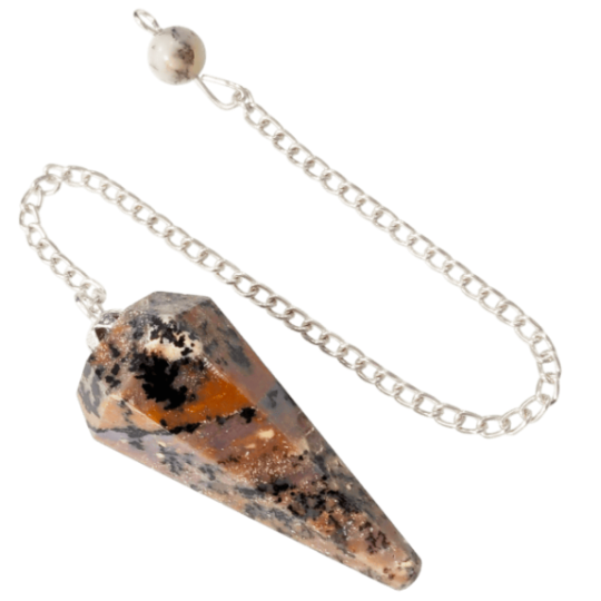 Pendule Agate Dendrite – Conique à 6 Faces
