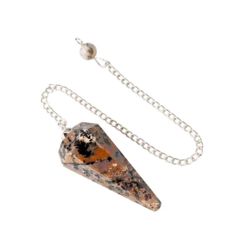 Pendule Agate Dendrite – Conique à 6 Faces