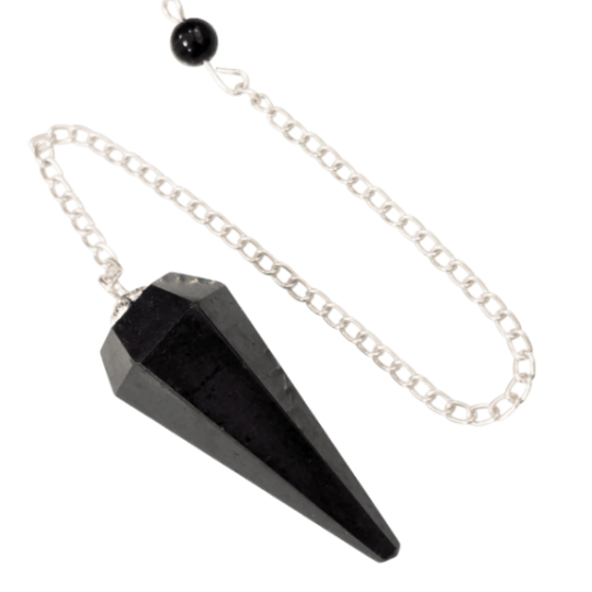Pendule Tourmaline Noire – Conique à 6 Faces