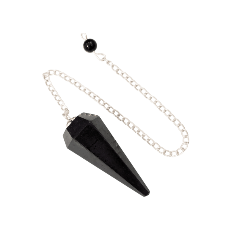 Pendule Tourmaline Noire – Conique à 6 Faces