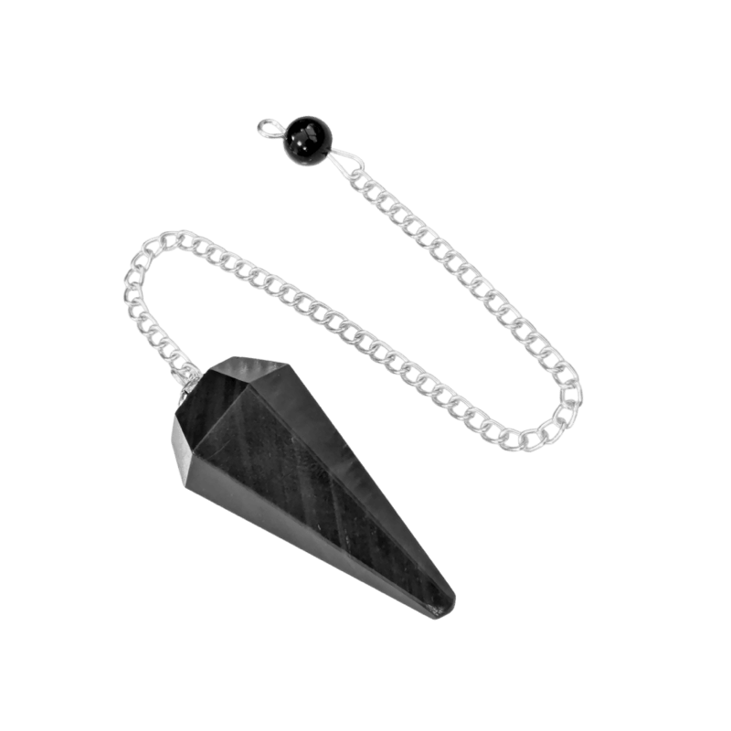 Pendule Obsidienne Œil Céleste – Conique à 6 Faces