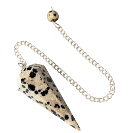 Pendule Jaspe Dalmatien – Conique à 6 Faces