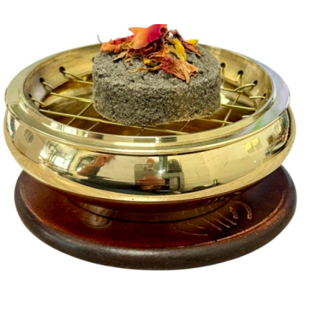 Bruleur laiton Plaque en Bois & grille