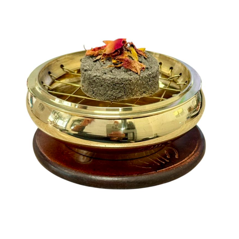 Bruleur laiton Plaque en Bois & grille