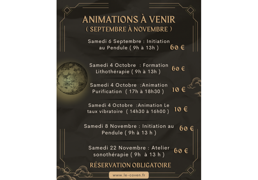 Animation de Septembre à Décembre 